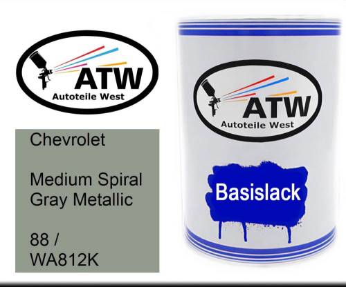 Chevrolet, Medium Spiral Gray Metallic, 88 / WA812K: 500ml Lackdose, von ATW Autoteile West.